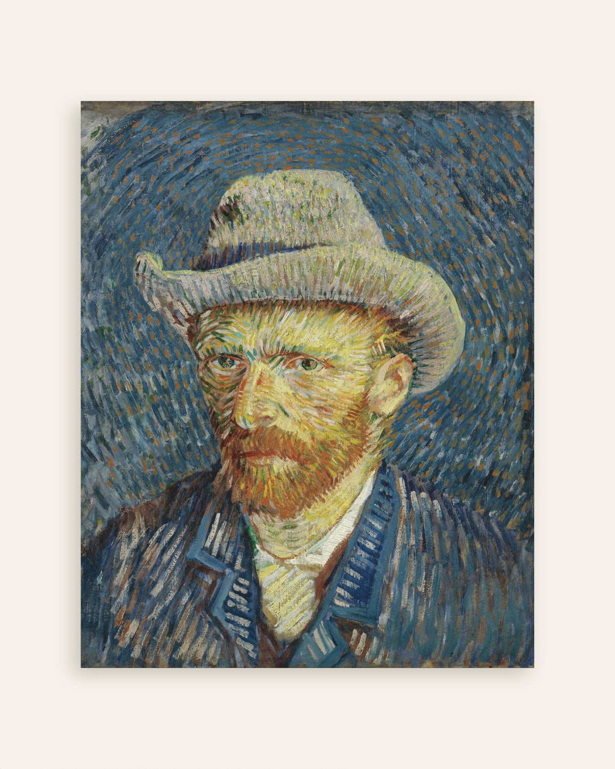 Póster de Autorretrato con sombrero de fieltro gris (1887), de Vincent van Gogh, en miniatura