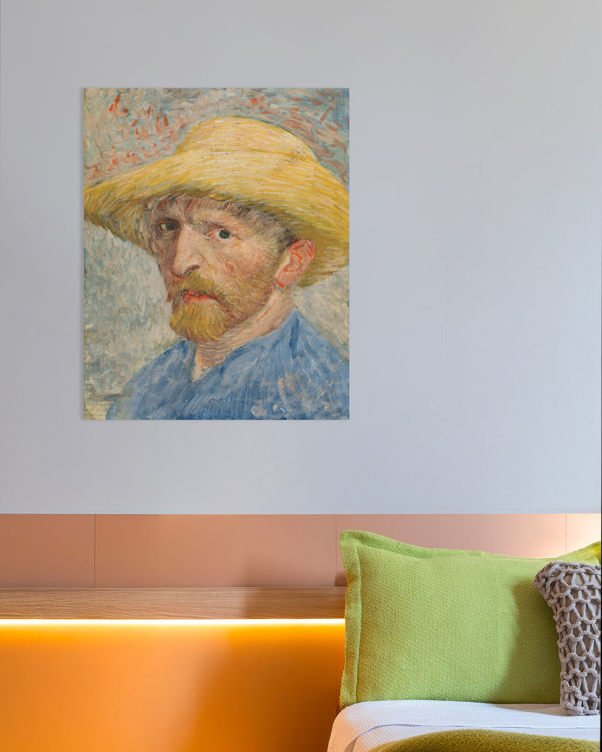 Póster de Autorretrato con sombrero de paja y blusón azul (1887), de Vincent van Gogh