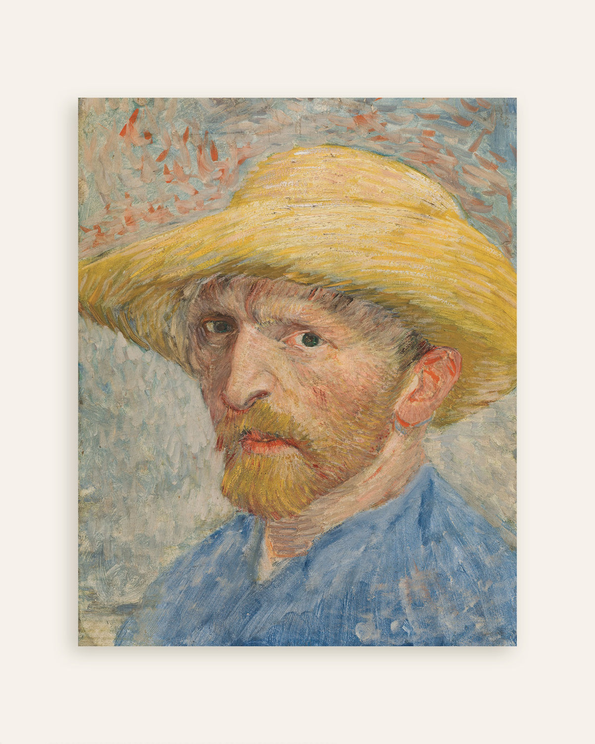 Póster de Autorretrato con sombrero de paja y blusón azul (1887), de Vincent van Gogh, miniatura