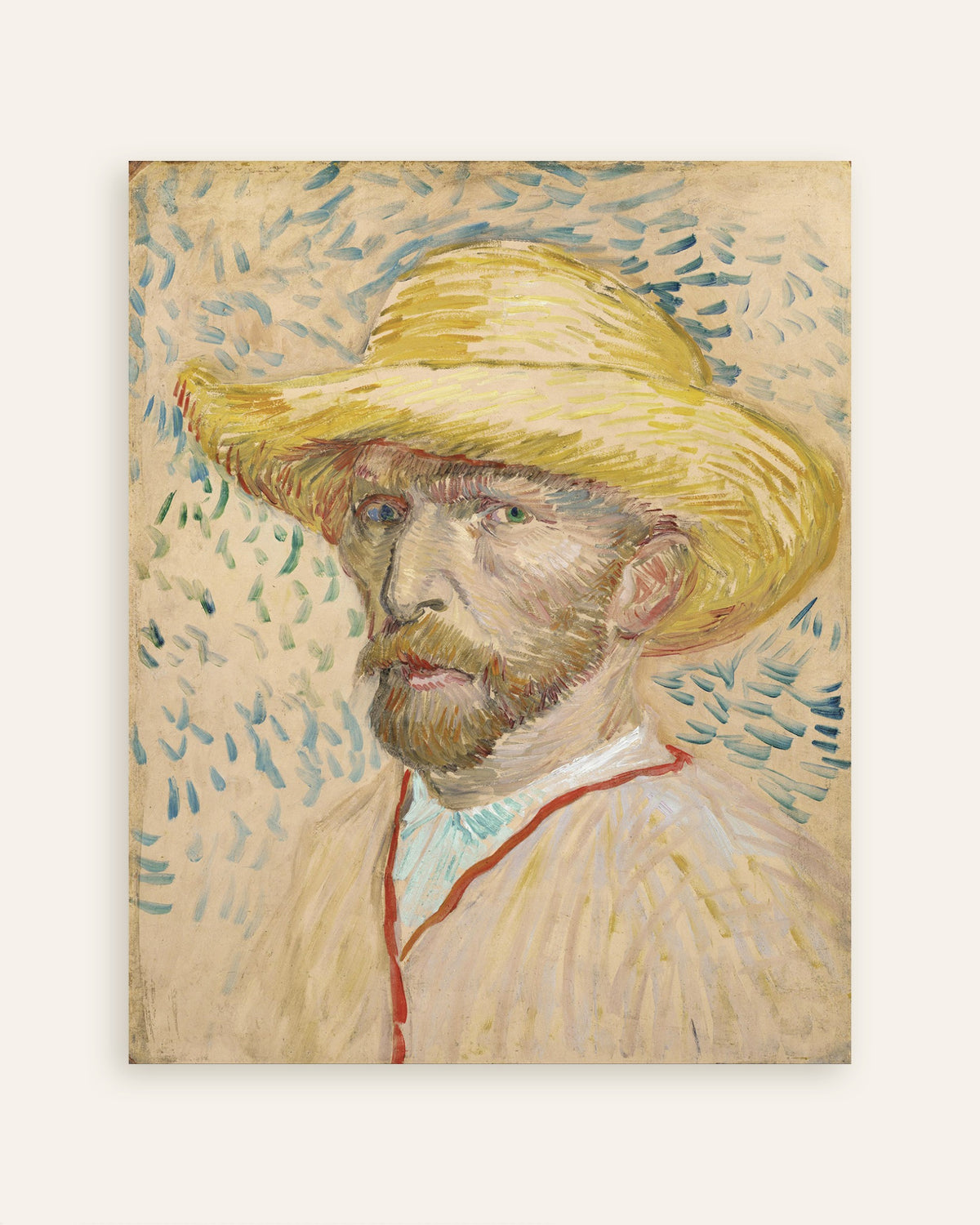 Póster de Autorretrato con sombrero de paja y blusa de pintor (1887), de Vincent van Gogh, miniatura