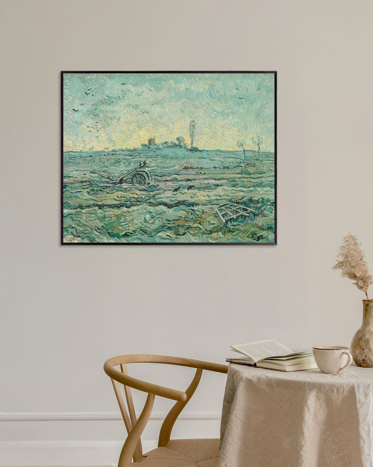 Póster de Campo cubierto de nieve con una grada, según Millet (1890), de Vincent van Gogh, con marco metálico