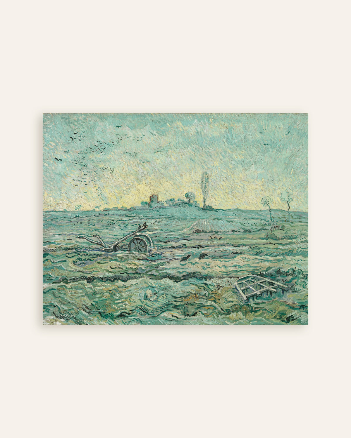 Póster de Campo cubierto de nieve con una grada, según Millet (1890), de Vincent van Gogh, en miniatura