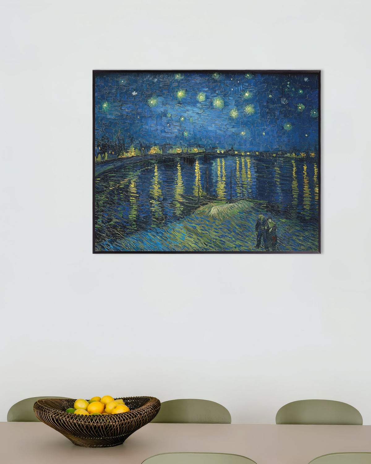 Póster de Noche estrellada sobre el Ródano (1888), de Vincent van Gogh, con marco metálico