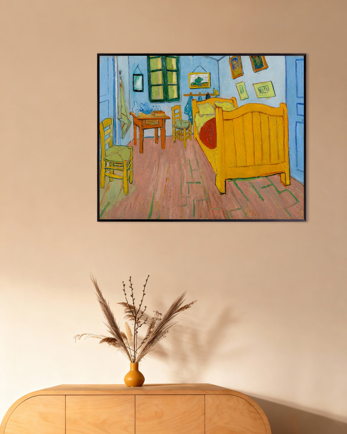 Póster de El dormitorio (1888), de Vincent van Gogh, con marco metálico