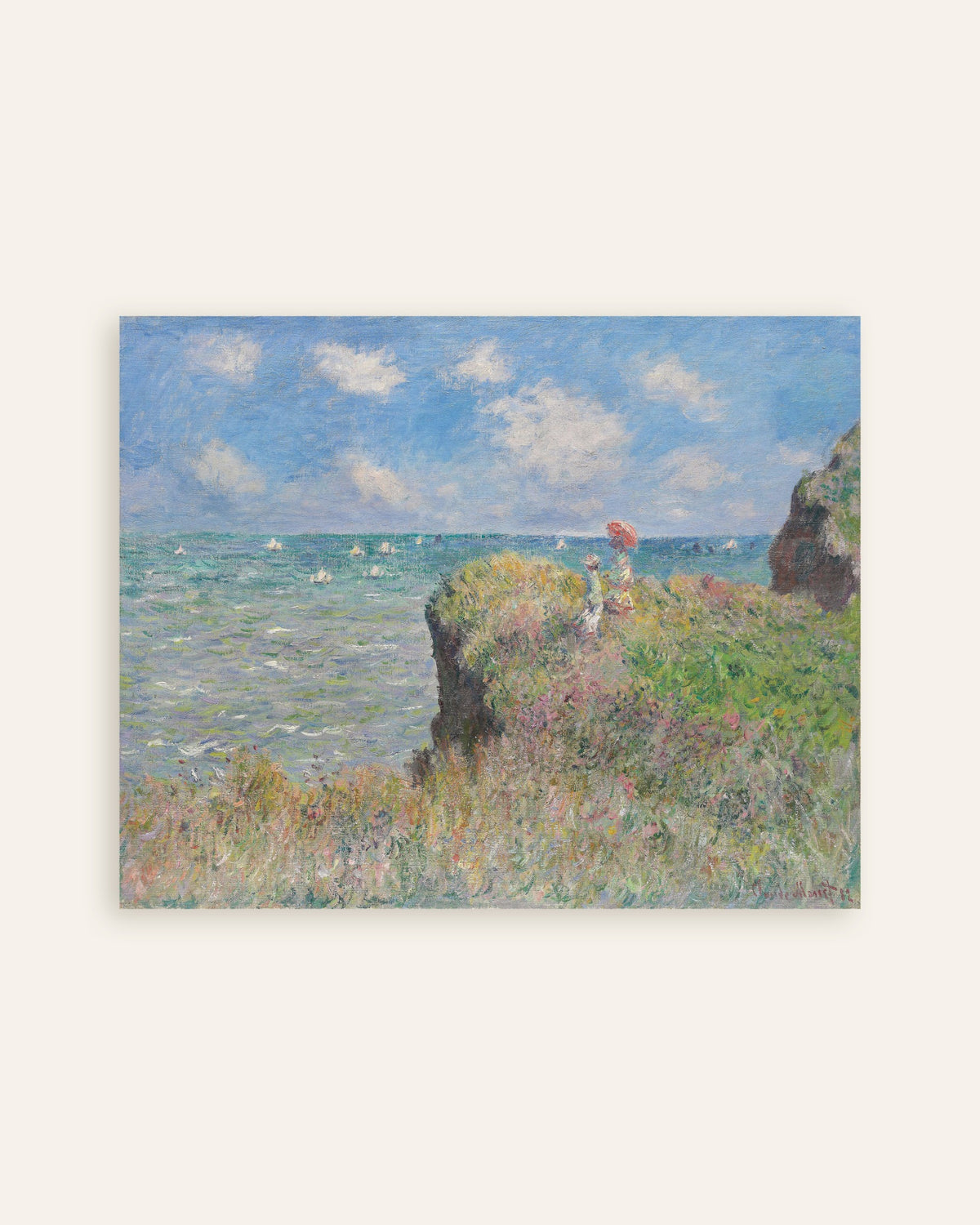 Póster Paseo por el acantilado en Pourville (1882), de Claude Monet, miniatura