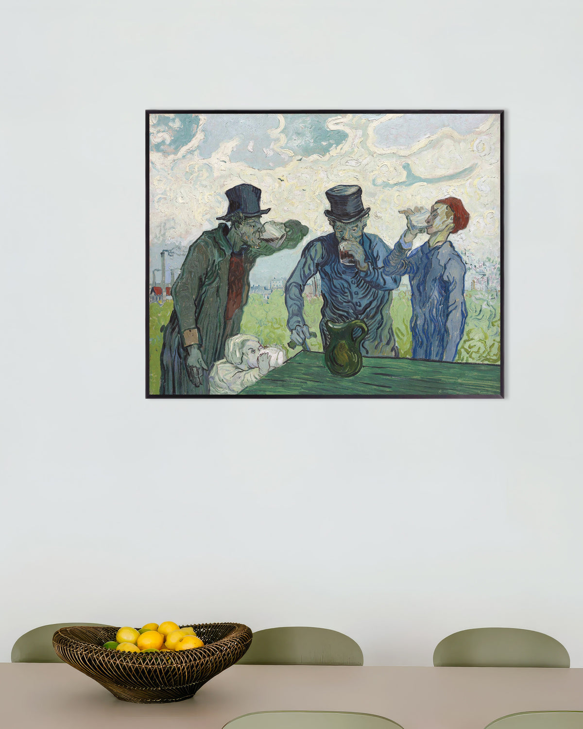 Póster de Los bebedores, según Daumier (1890), de Vincent van Gogh, con marco metálico