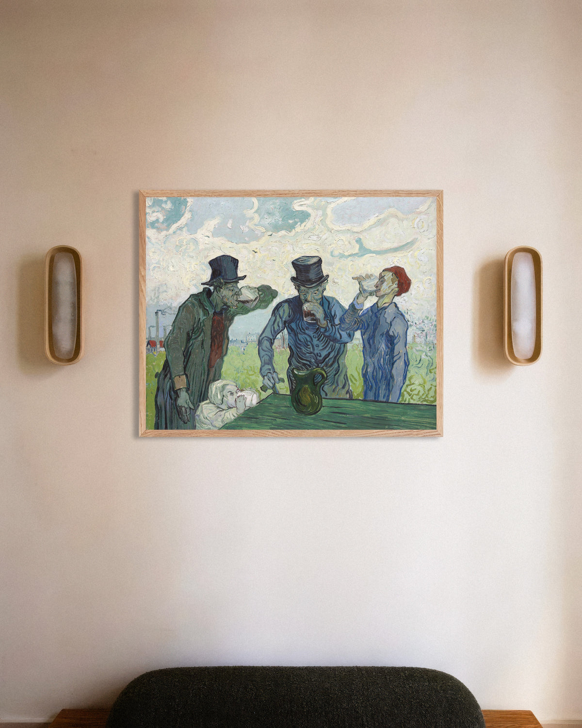 Póster de Los bebedores, según Daumier (1890), de Vincent van Gogh, con marco de madera natural