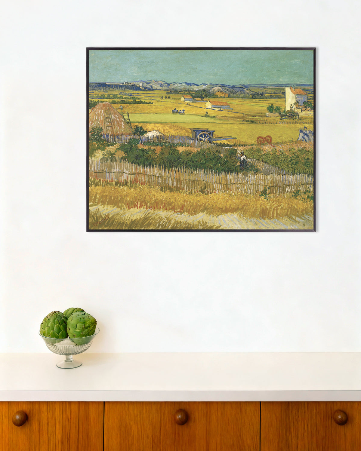 Póster de La cosecha (1888), de Vincent van Gogh, con marco metálico