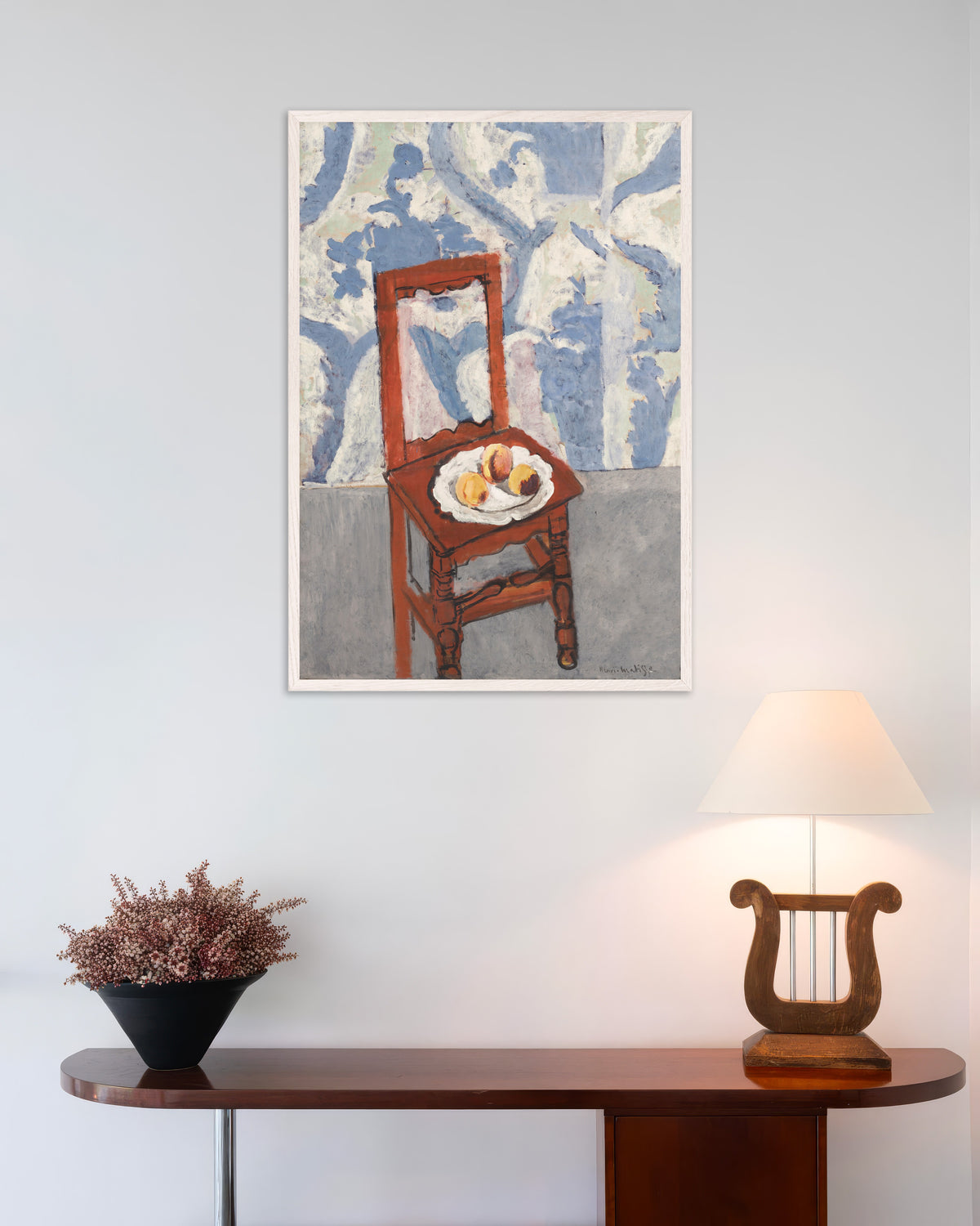 Póster de La silla Lorraine (1919), de Henri Matisse, con marco de madera blanco