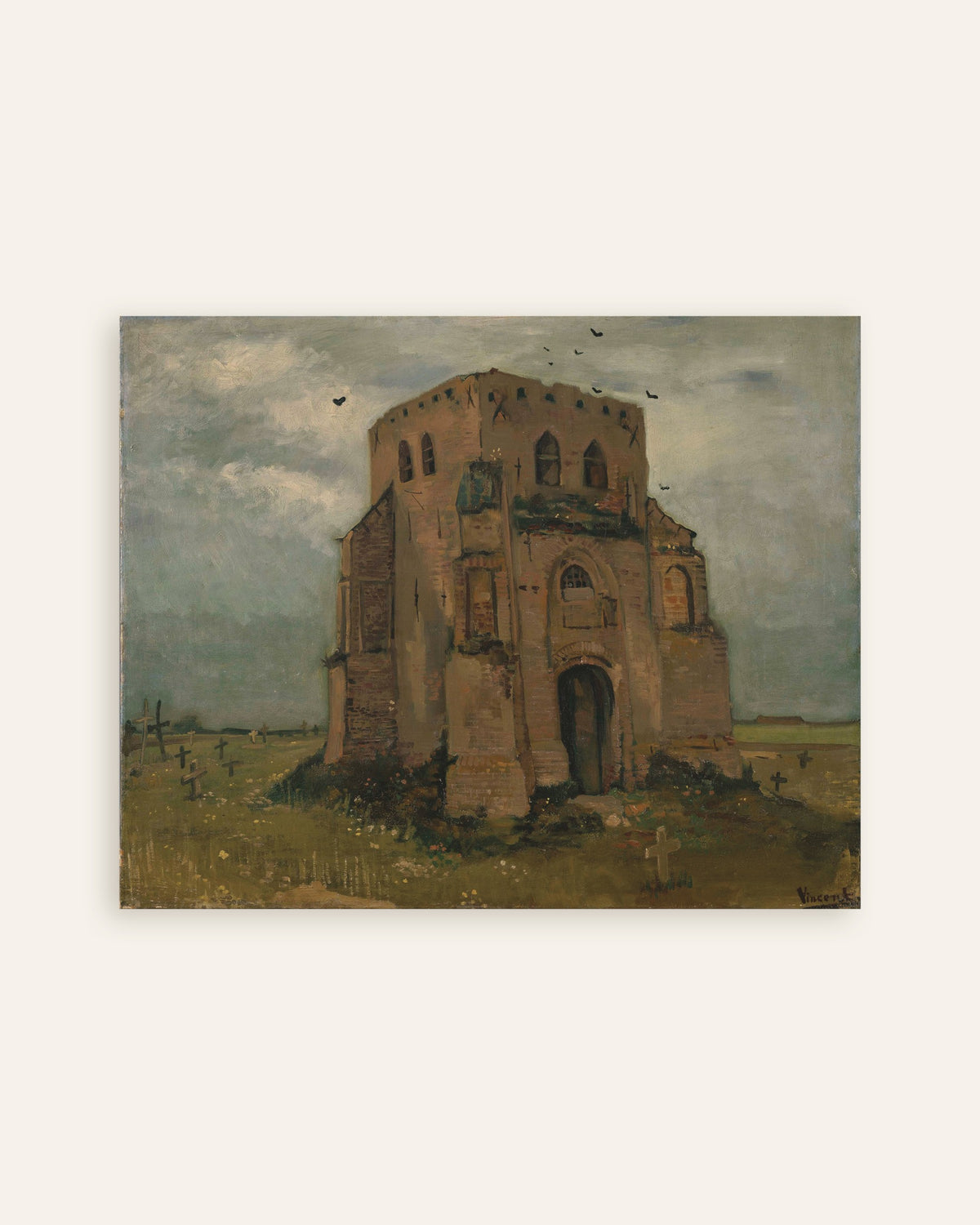 Póster de La antigua torre de la iglesia de Nuenen (1885), de Vincent van Gogh, en miniatura