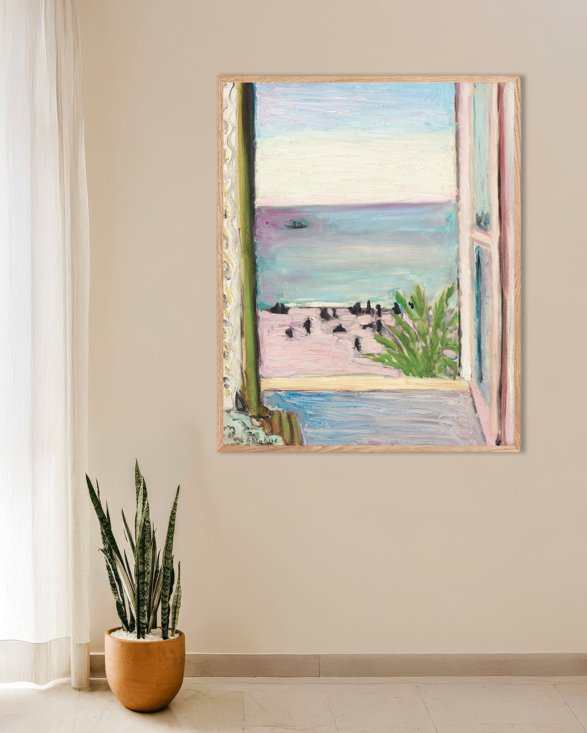 Póster de La ventana abierta (1918), de Henri Matisse, con marco de madera natural