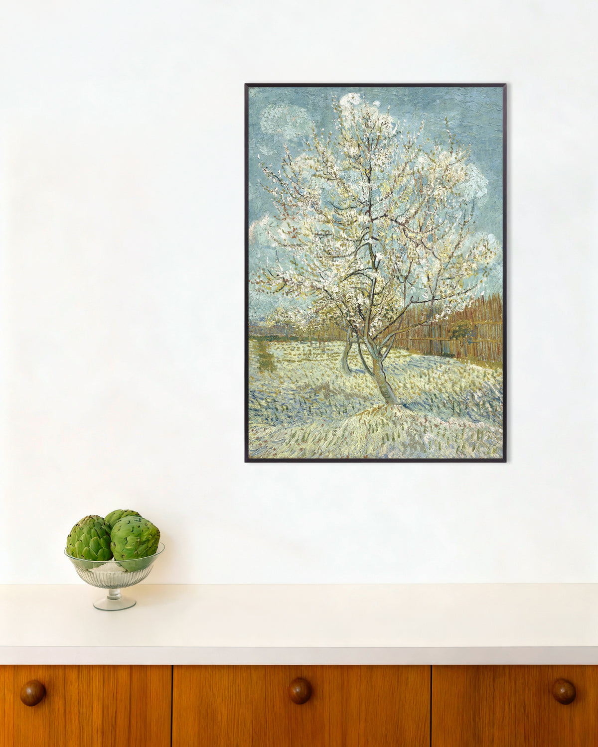 Póster de El melocotonero rosa (1888), de Vincent van Gogh, con marco metálico