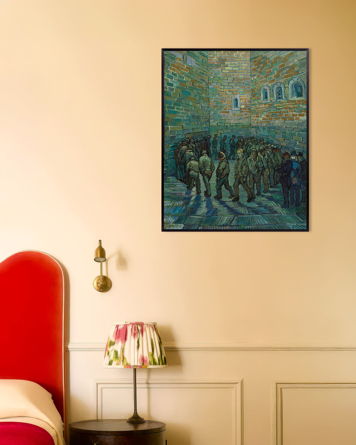 Póster de El patio de la prisión, según Doré (1890), de Vincent van Gogh, con marco metálico