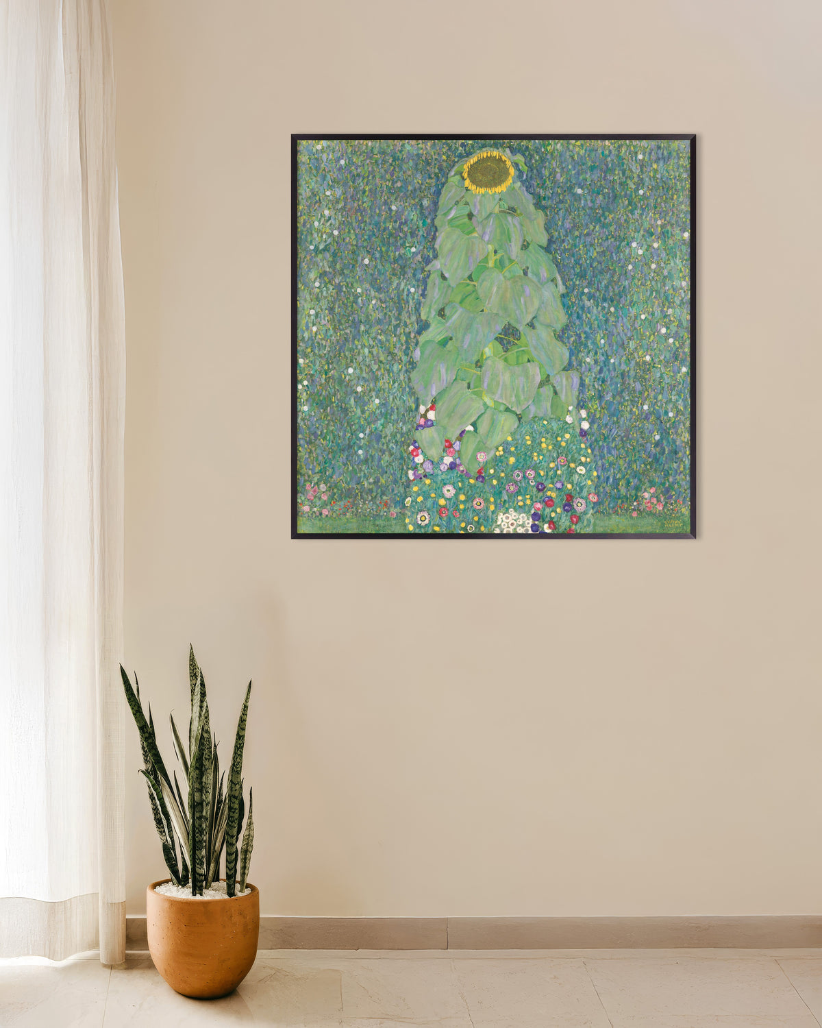 Póster El girasol (1907–1908), de Gustav Klimt, con marco metálico