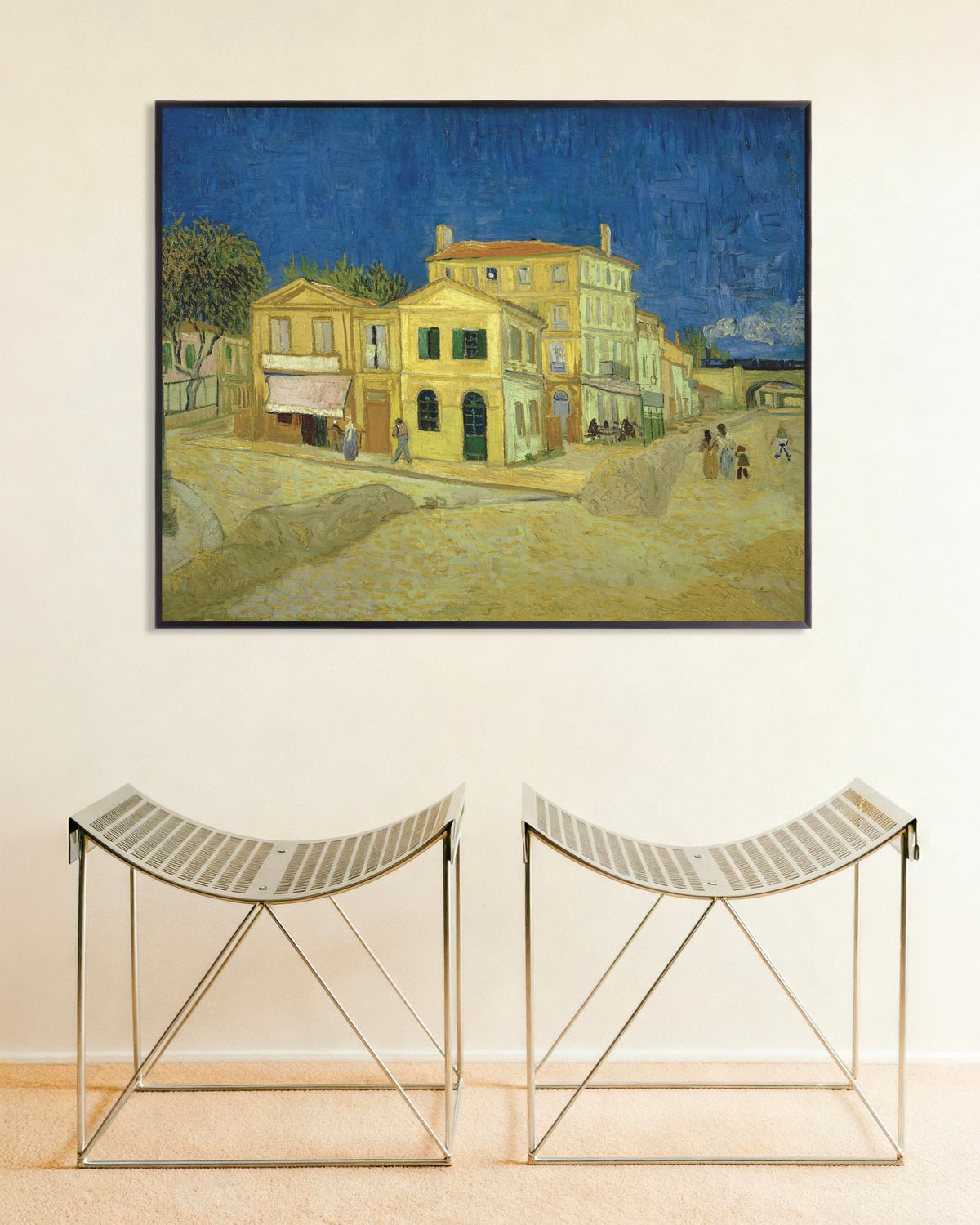 Póster de La casa amarilla, La calle (1888), de Vincent van Gogh, con marco metálico