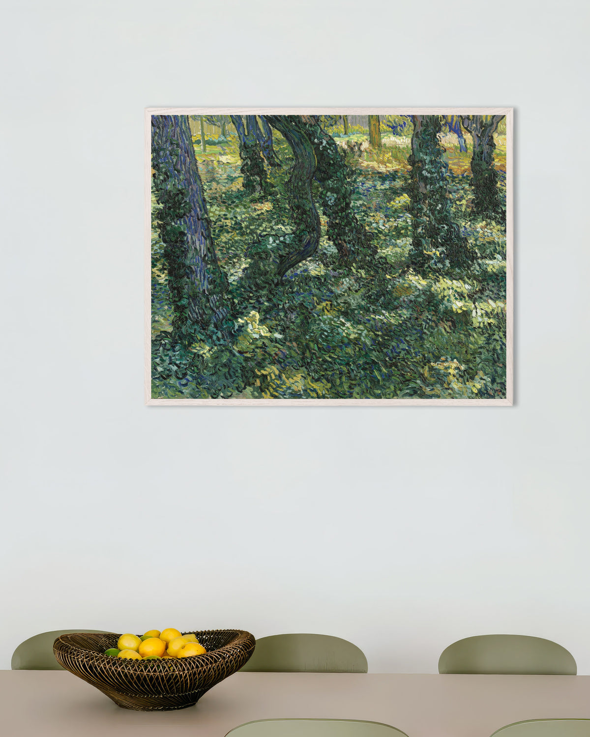 Póster de Sotobosque (1887), de Vincent van Gogh, con marco de madera blanco