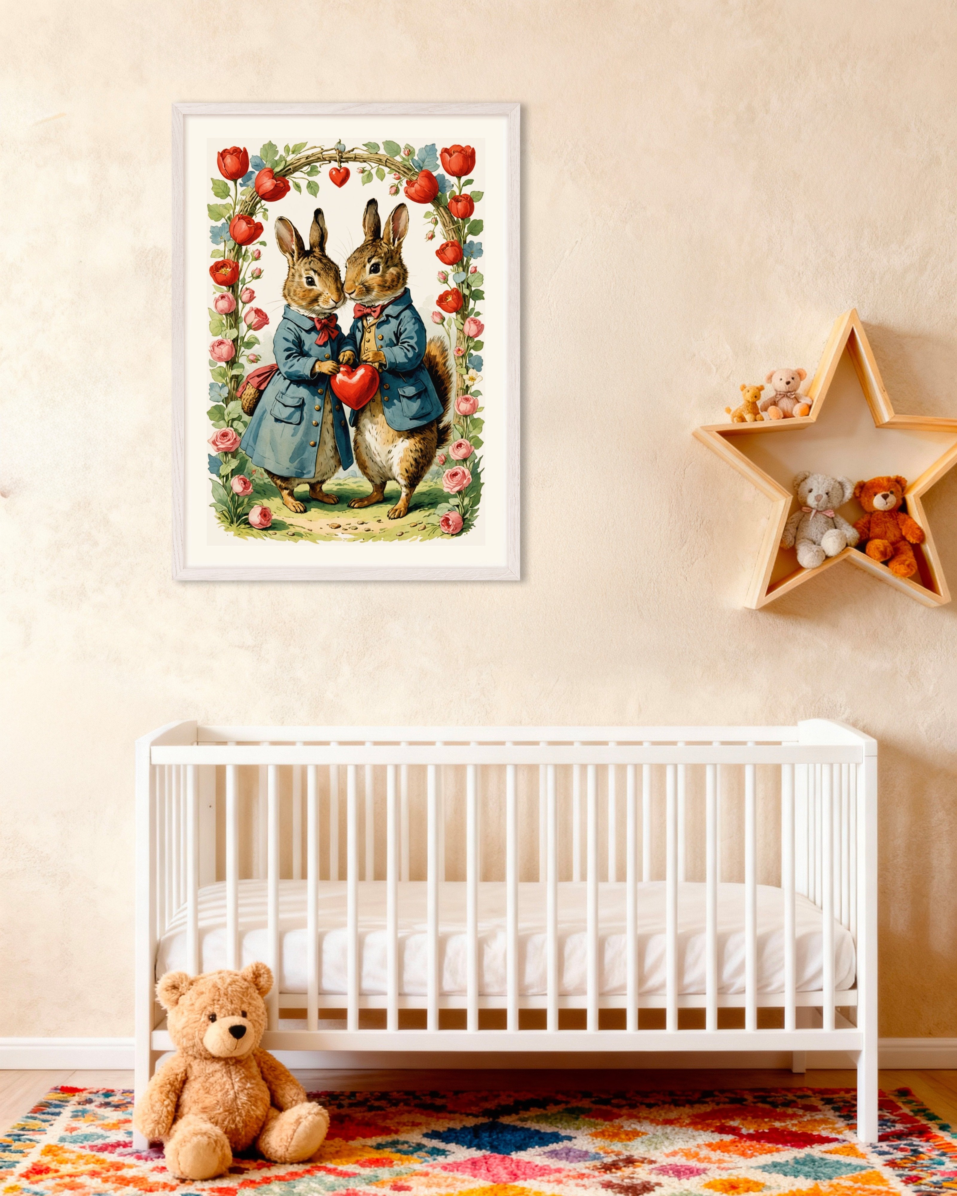 Poster of Valentine's Day love between us - Poster, with white wooden frame