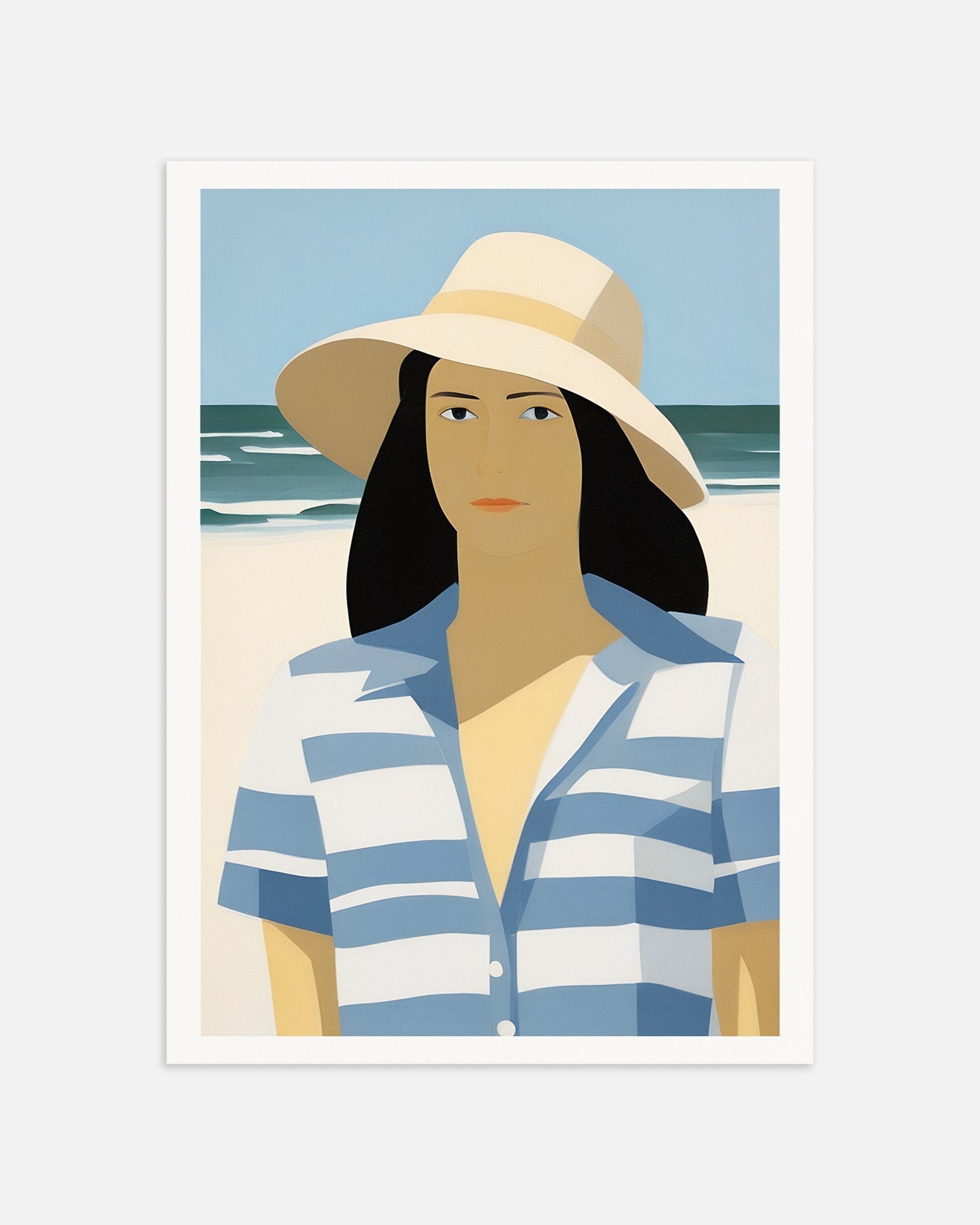 Poster of Vi and Her Hat - Beach Portrait Art Print, thumbnail