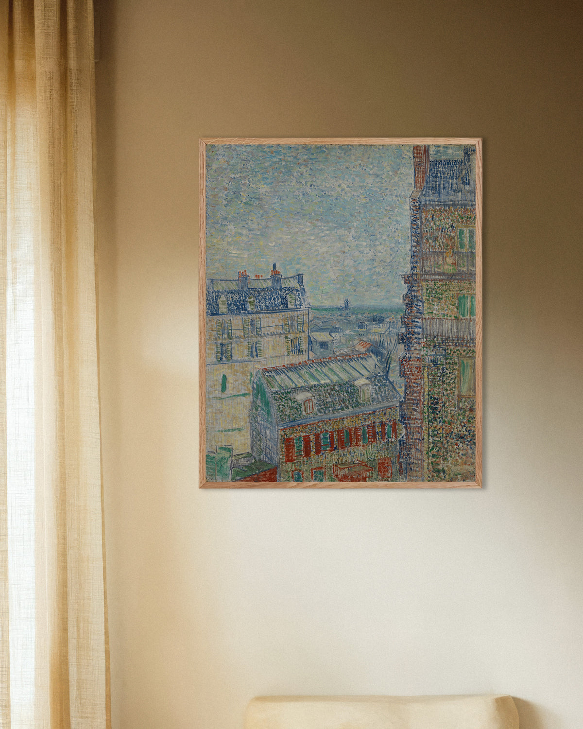 Póster de Vista desde el apartamento de Theo (1887), de Vincent van Gogh, con marco de madera natural