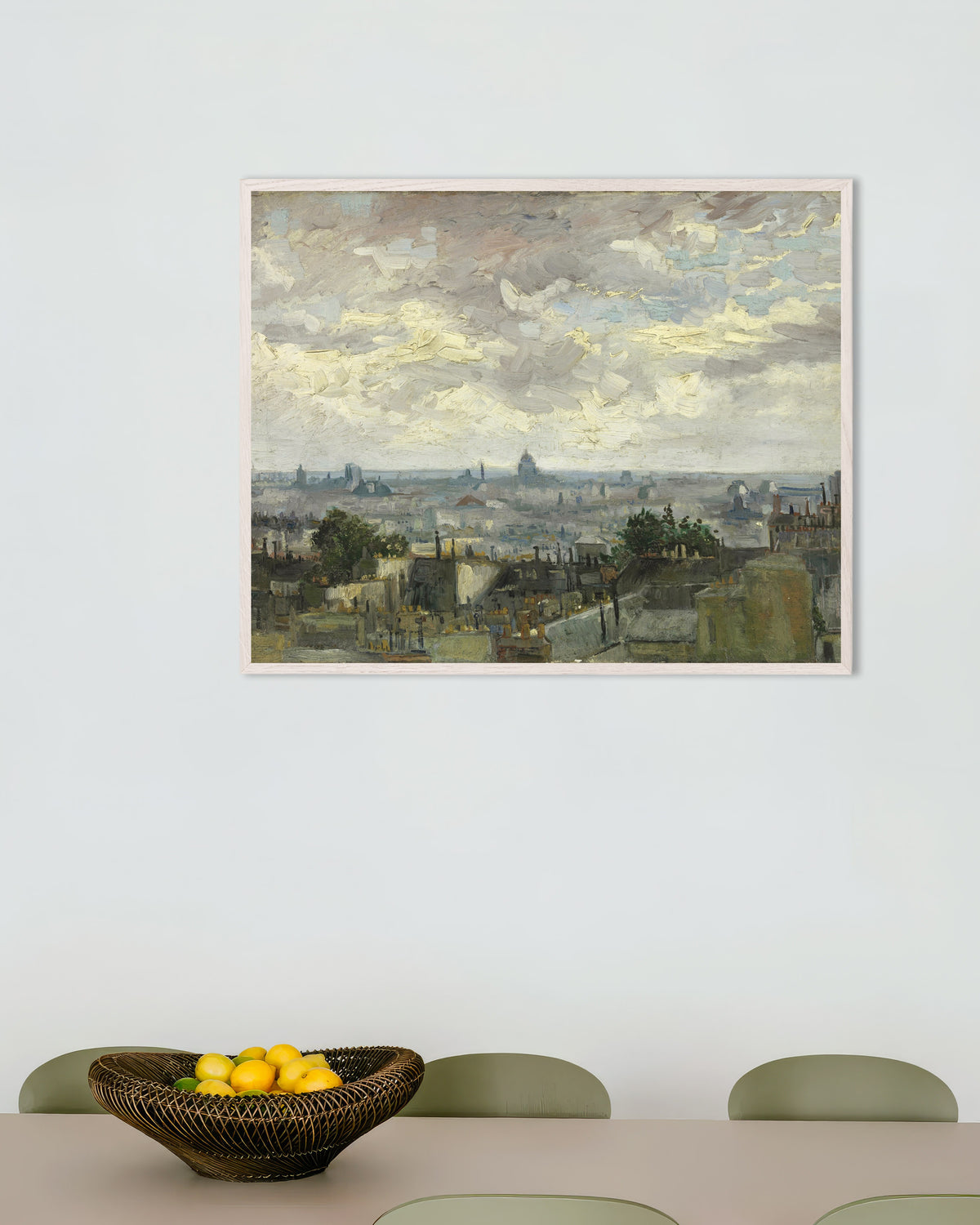 Póster de Vista de París (1886), de Vincent van Gogh, con marco de madera blanco