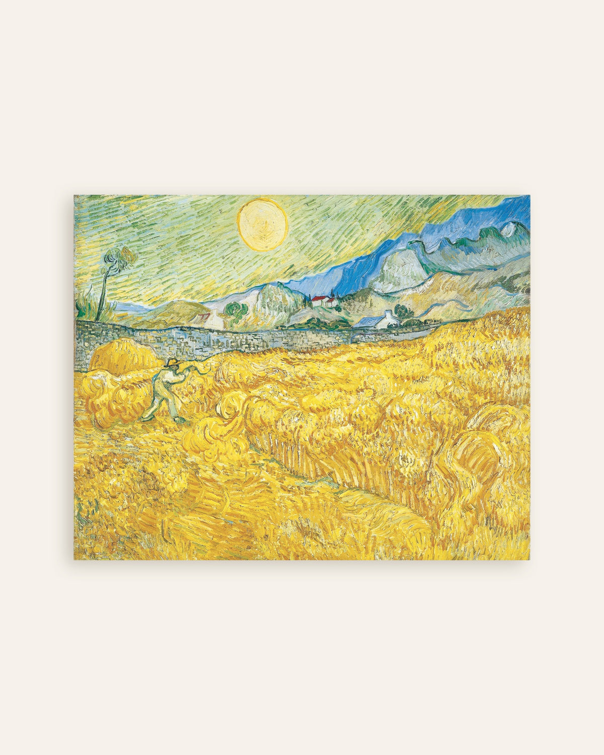 Póster de Campo de trigo tras el hospital de Saint-Paul con un segador (1889), de Vincent van Gogh, en miniatura