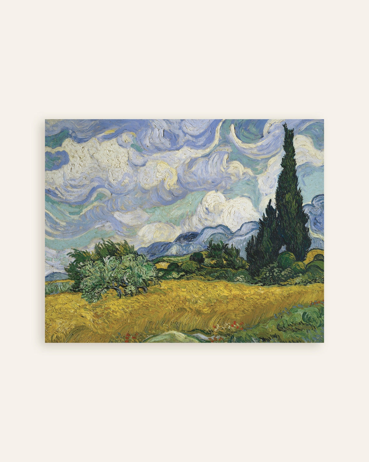 Póster de Campo de trigo con cipreses (1889), de Vincent van Gogh, miniatura