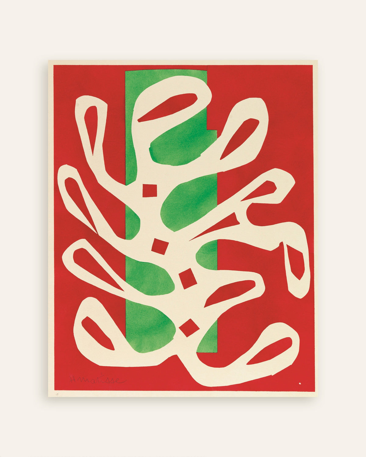 Póster de Alga blanca sobre fondo rojo y verde (1947), de Henri Matisse, en miniatura