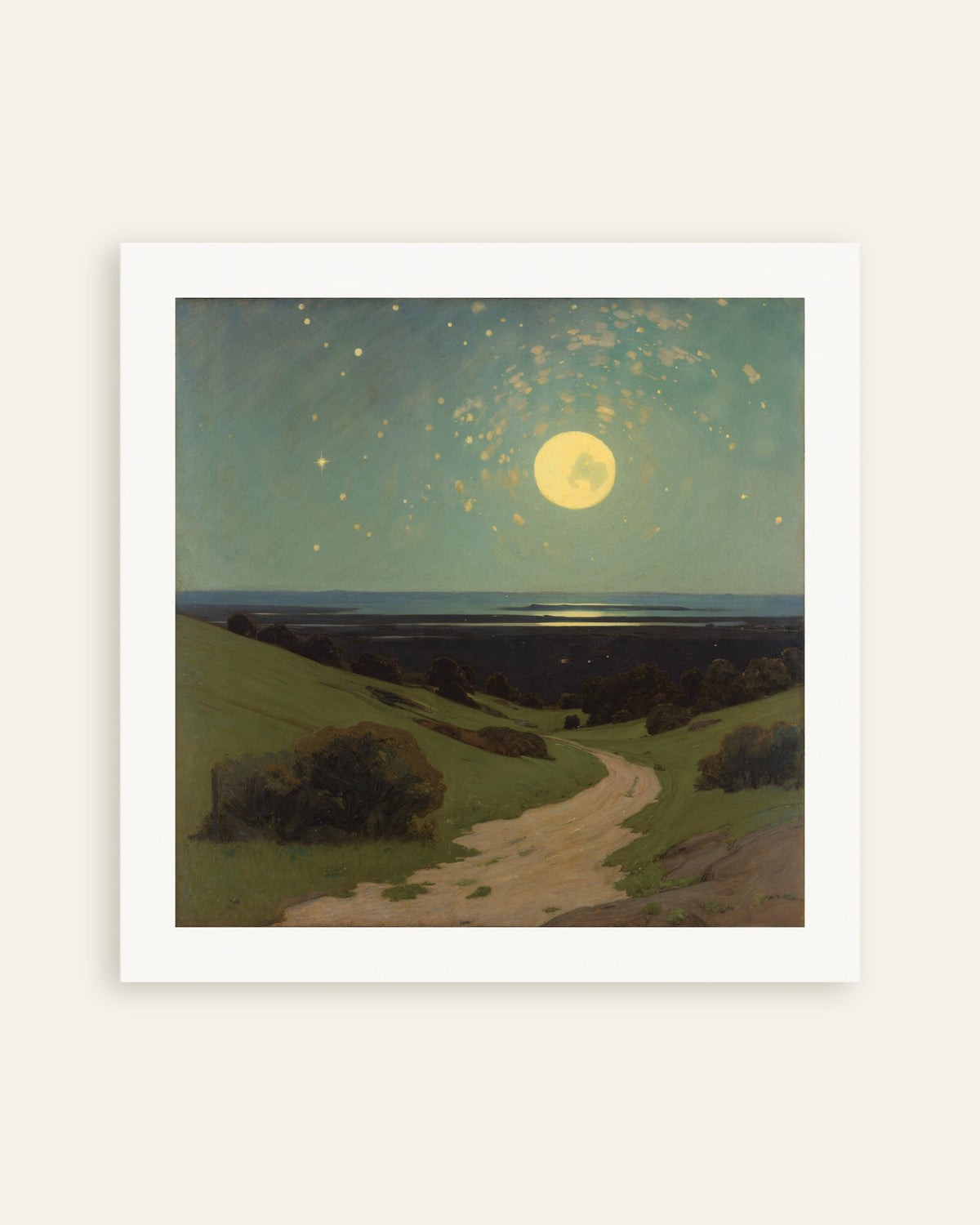 Póster Luna llena sobre las colinas, miniatura