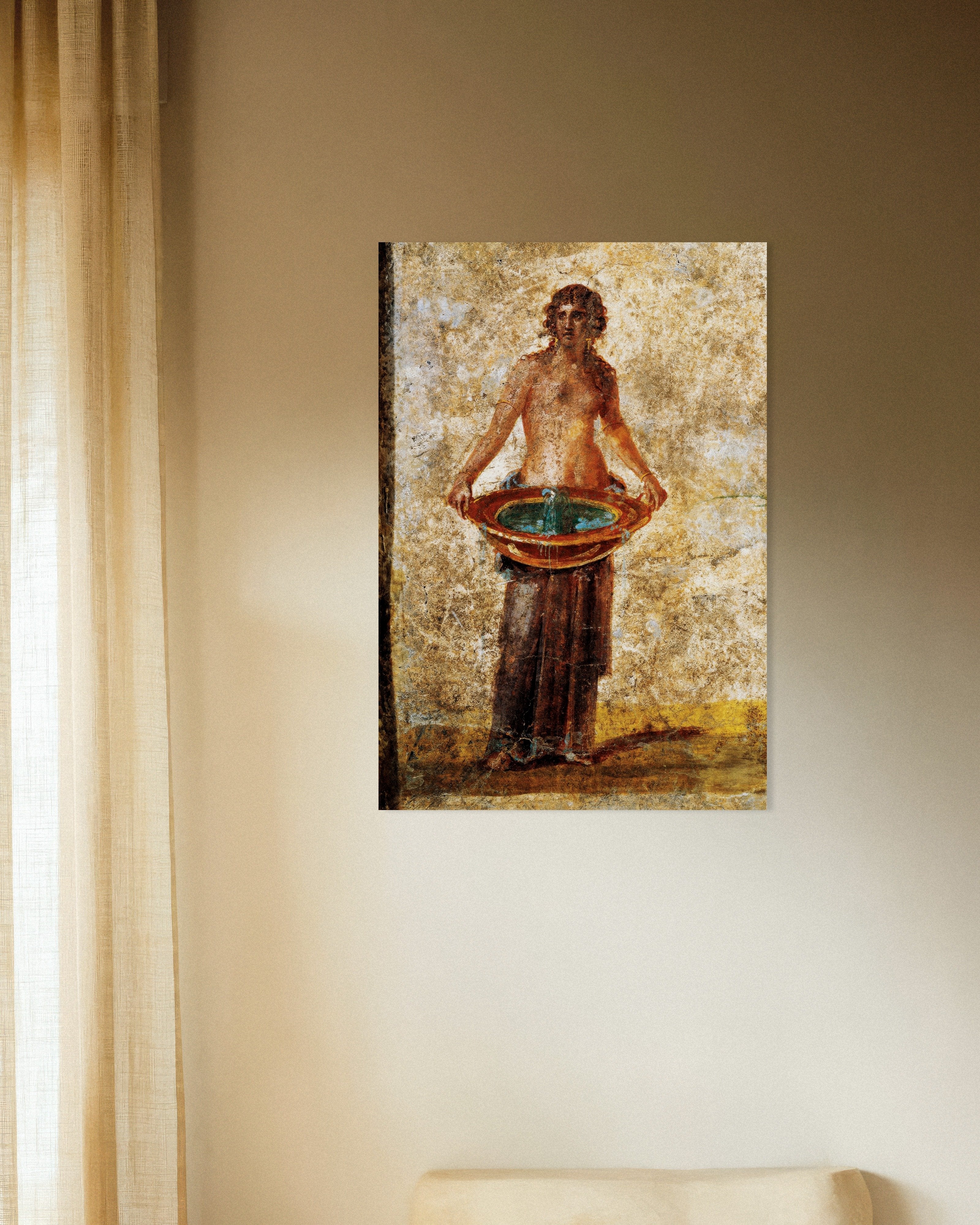 Poster of Woman carrying water bucket fresco poster