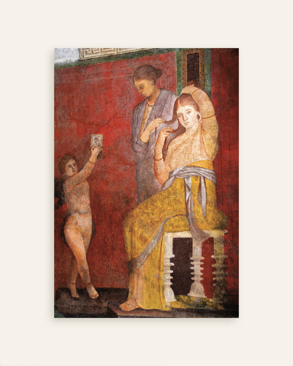 Póster del fresco de la mujer peinándose, Villa de los Misterios