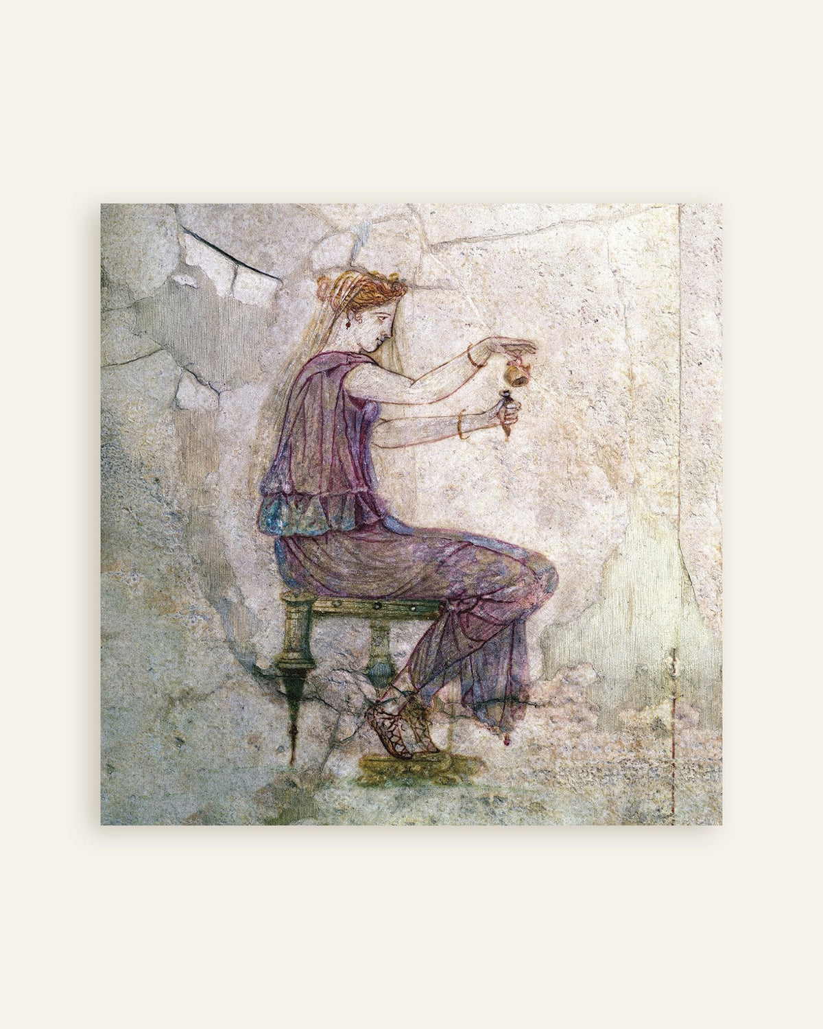 Póster del fresco romano de la mujer vertiendo perfume