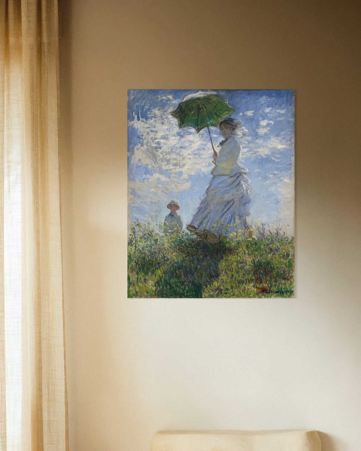 Póster Mujer con sombrilla, Madame Monet y su hijo (1875), de Claude Monet