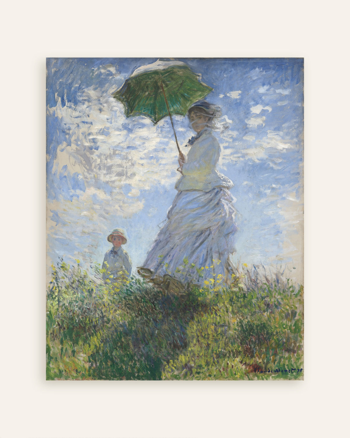 Póster Mujer con sombrilla, Madame Monet y su hijo (1875), de Claude Monet, miniatura