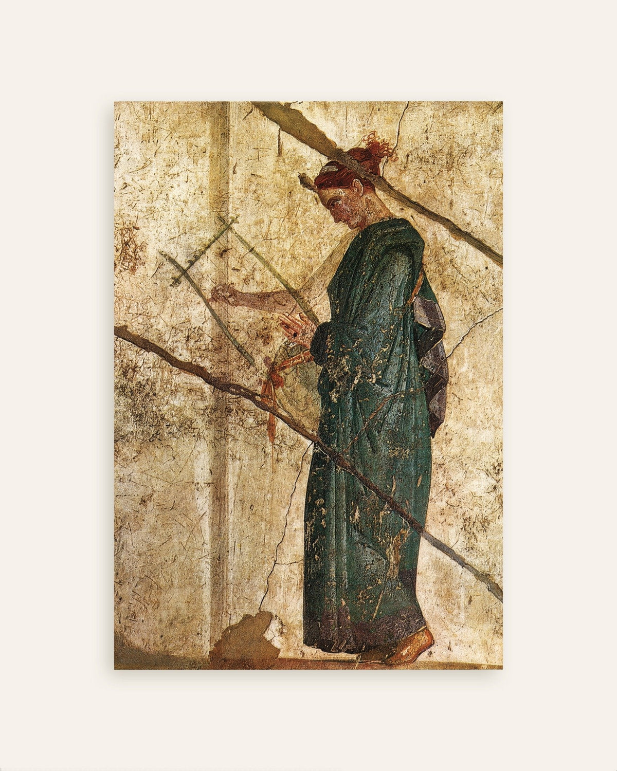 Póster del fresco romano de la mujer con lira