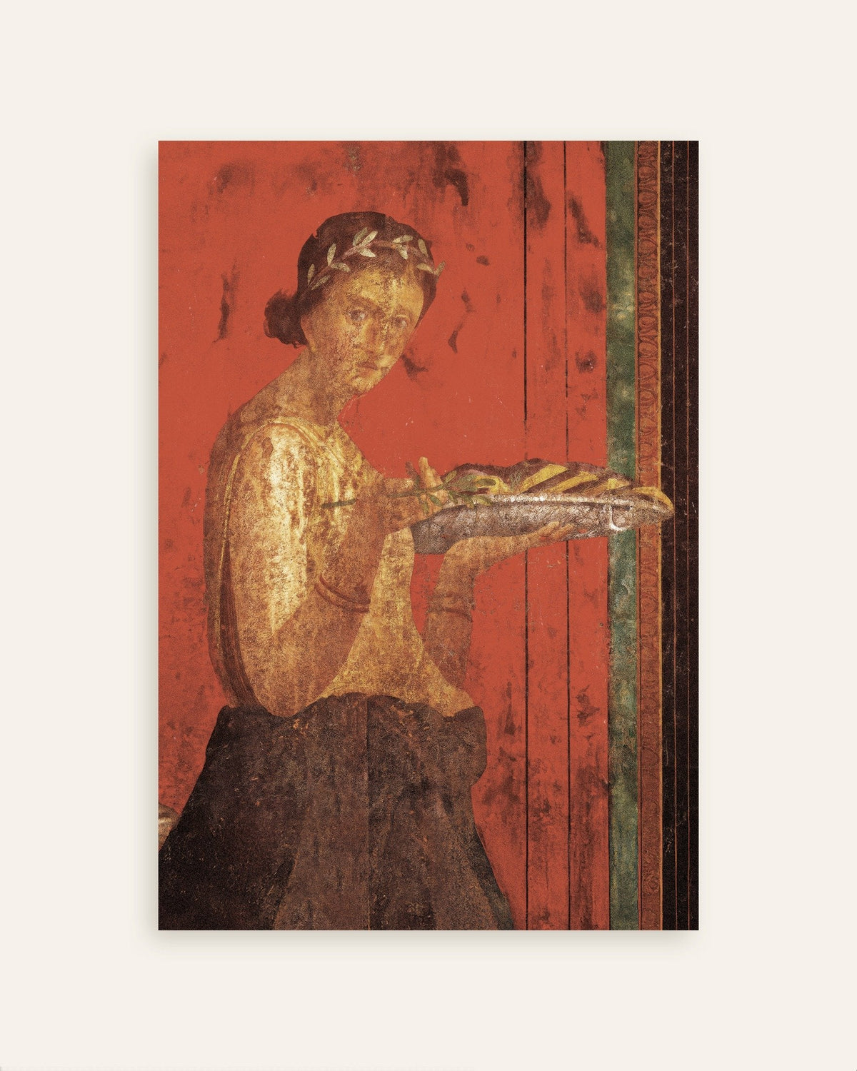 Póster del fresco de la mujer con corona de laurel, Pompeya